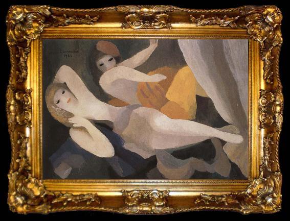 framed  Marie Laurencin Two female under the curtain, ta009-2